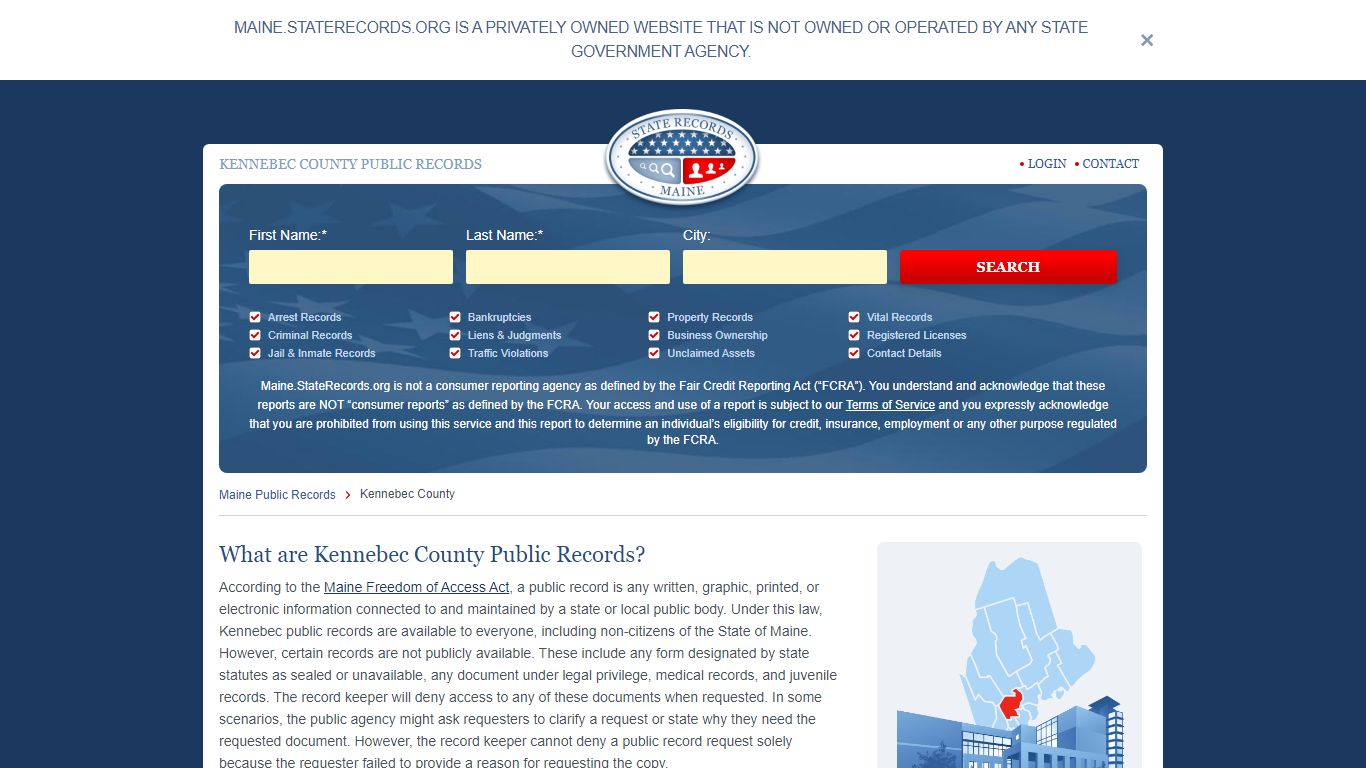 Kennebec County Arrest, Court, and Public Records | StateRecords.org